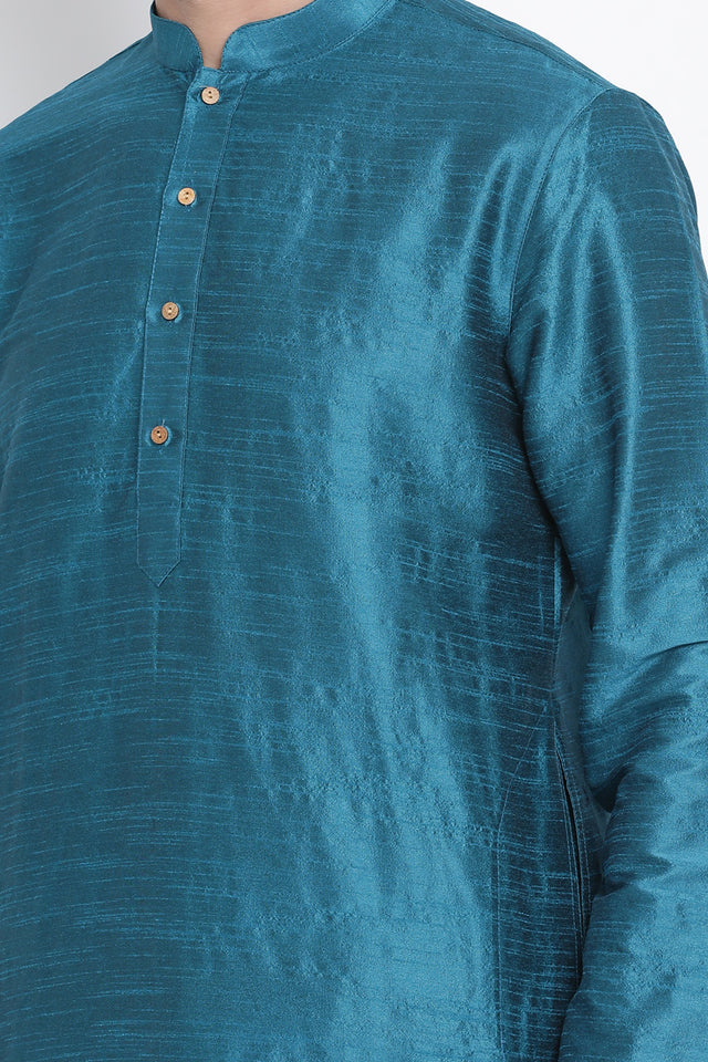 Men's Cotton Art Silk Kurta In Blue