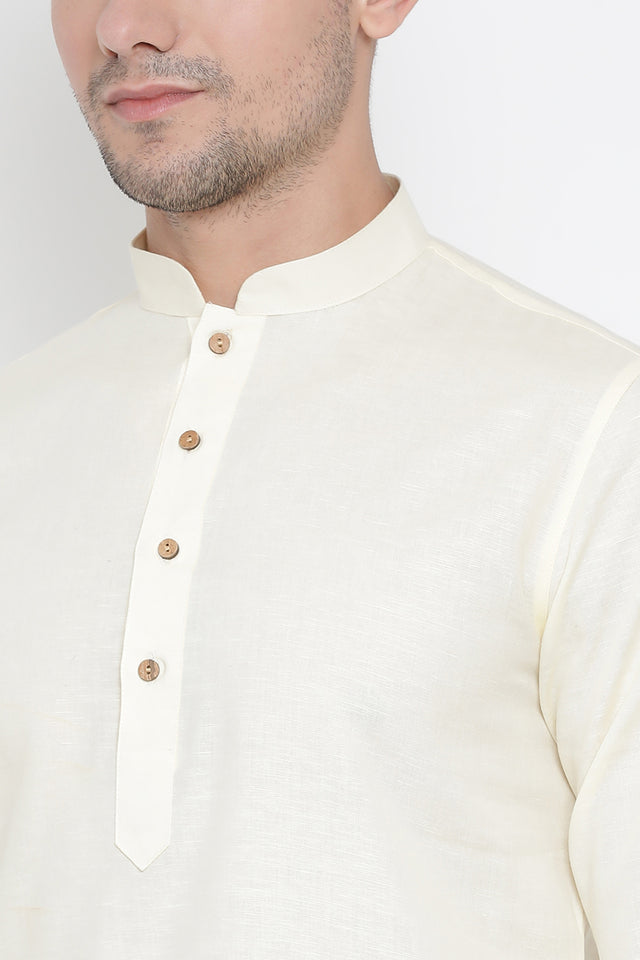 Men's Blended Cotton Kurta In White