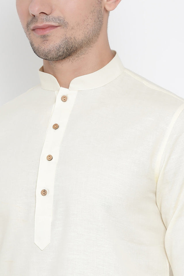 Men's Cotton Kurta Pajama Set In Beige