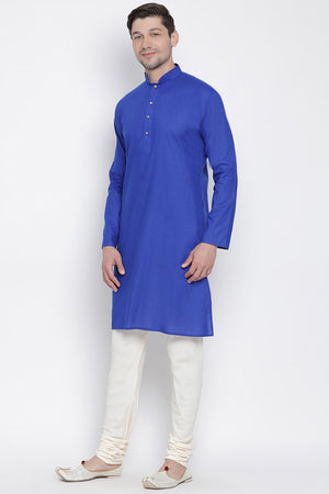 Men's Cotton Kurta Pajama Set In Royal Blue