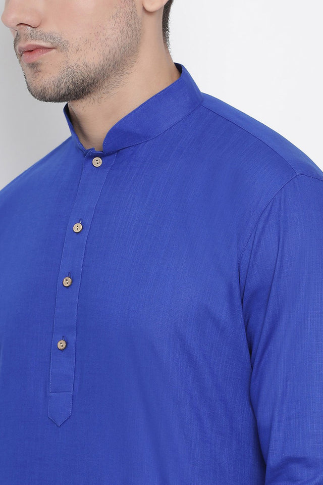 Men's Cotton Kurta Pajama Set In Royal Blue