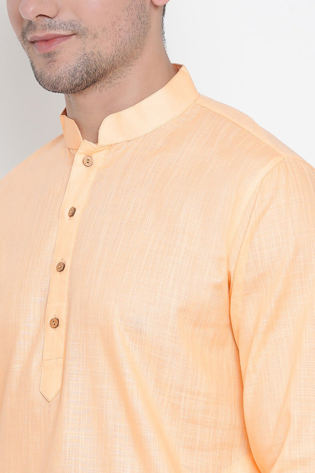 Men's Cotton Kurta Pajama Set In Fawn