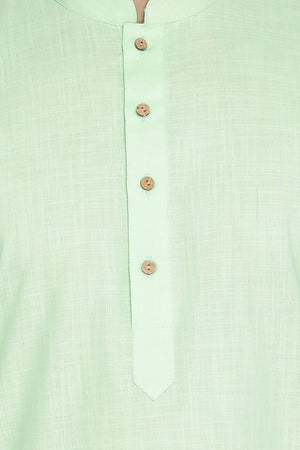 Men's Blended Cotton Kurta In Green
