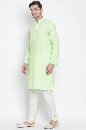 Men's Cotton Kurta Pajama Set In Mint Green