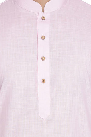 Men's Blended Cotton Kurta In Pink