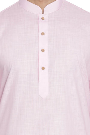 Men's Blended Cotton Kurta Set In Pink