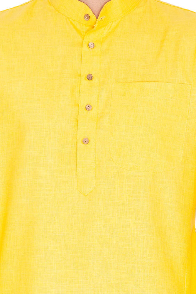 Men's Linen Kurta In Yellow