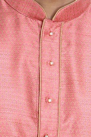 Men's Cotton Art Silk Kurta In Pink