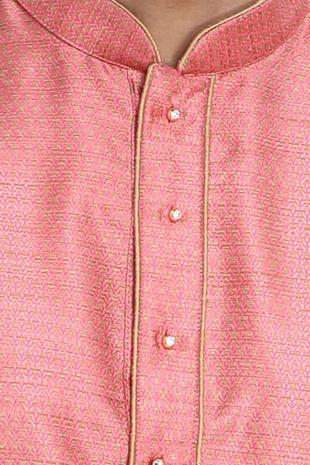 Men's Cotton Art Silk Kurta In Pink