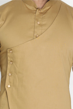 Men's Blended Cotton Kurta In Beige