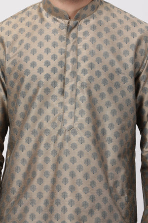 Men's Cotton Art Silk Kurta In Beige