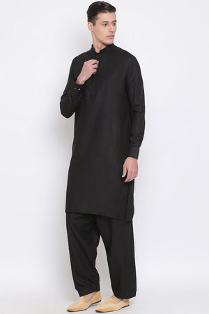 Shop Black Solid Kurta and Patiala Set