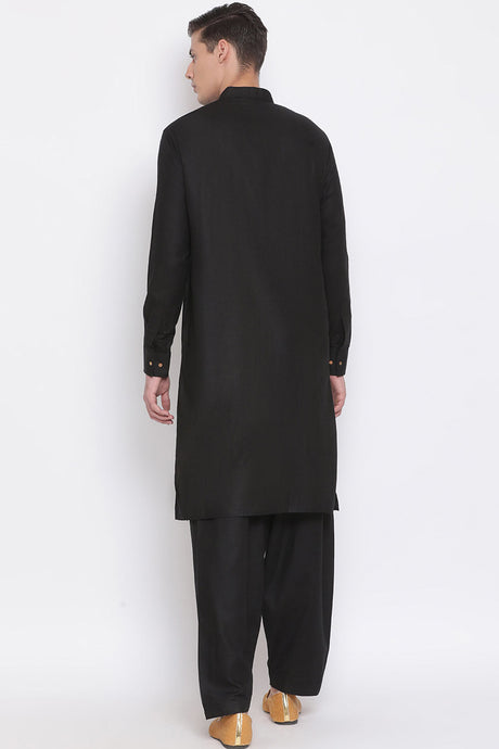 Buy Men's Kurta and Patiala Set in Black