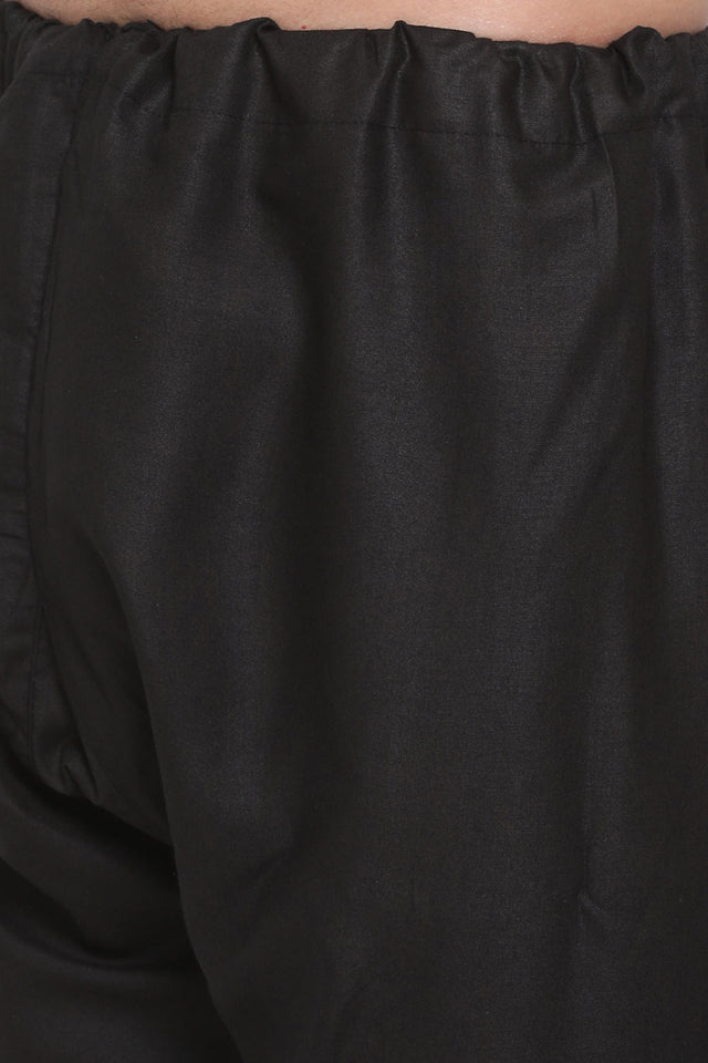 Buy Men's Solid Kurta and Patiala Set in Black