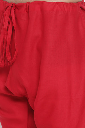 Buy Men's Solid Kurta and Patiala Set in Maroon