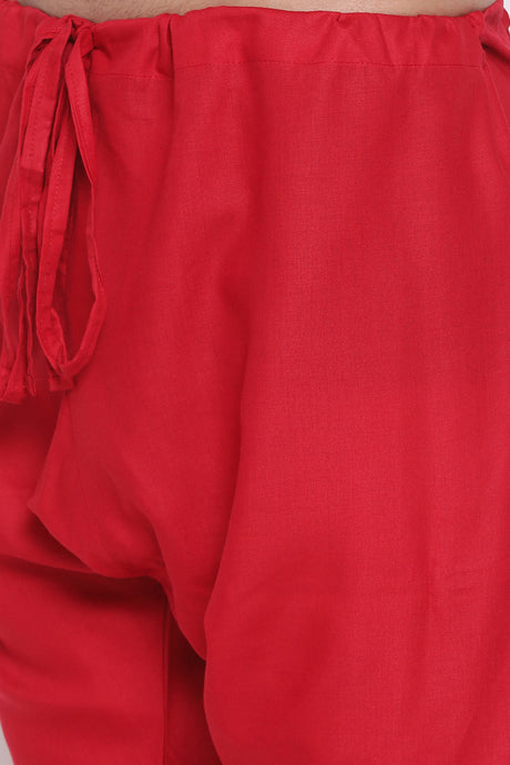 Buy Men's Solid Kurta and Patiala Set in Maroon