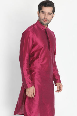Men's Cotton Art Silk Kurta In Purple