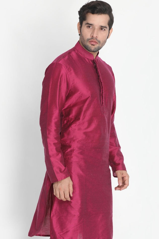 Men's Cotton Art Silk Kurta In Purple