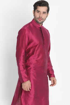 Men's Cotton Art Silk Kurta In Purple