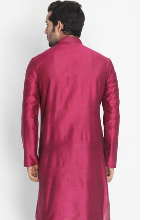 Men's Cotton Art Silk Kurta In Purple