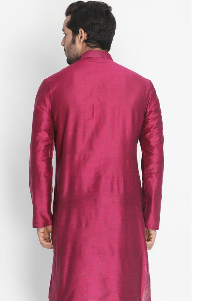 Men's Cotton Art Silk Kurta In Purple