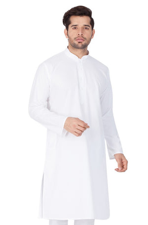 Men's Cotton Solid Kurta In White