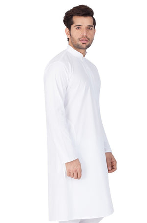 Men's Cotton Solid Kurta In White