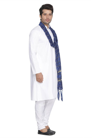 Men's Blended Cotton Kurta Set In White
