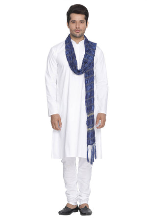 Men's Blended Cotton Kurta Set In White