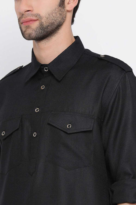 Buy Men's Pathani Kurta Set in Black