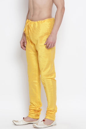 Men's Cotton Churidar Pajama In Yellow