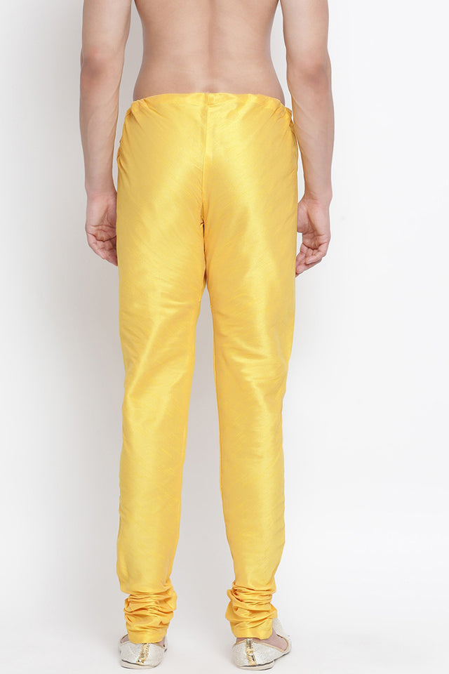 Men's Cotton Churidar Pajama In Yellow