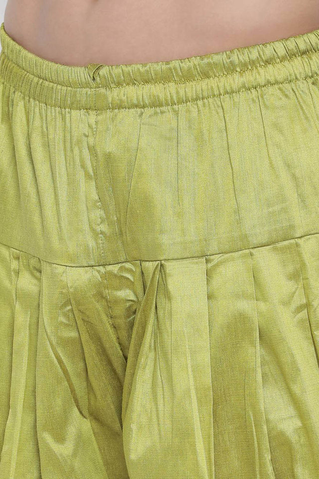 Men's Cotton Silk Dhoti Kurta Set In Turquoise