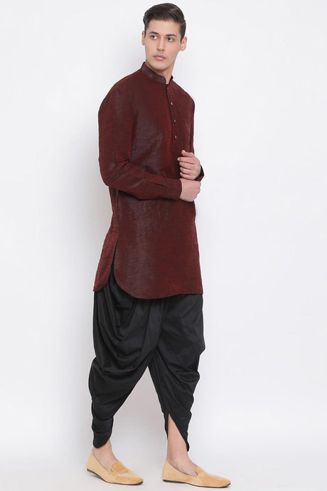 Buy Men's Wine Kurta and Dhoti Set