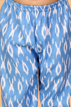 Boys Aqua And Cream Jacket, Kurta And Pajama Set & Girls Aqua Blue Kurta And Pant Set