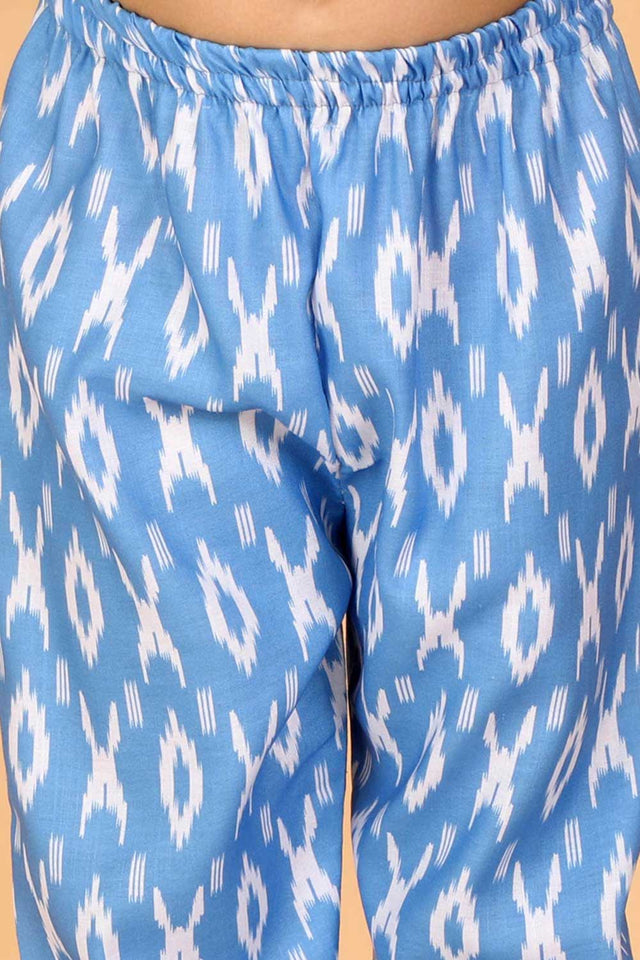 Boys Aqua And Cream Jacket, Kurta And Pajama Set & Girls Aqua Blue Kurta And Pant Set