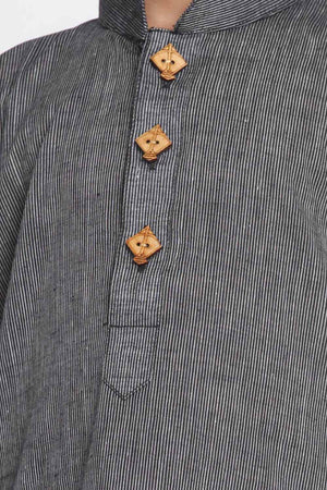 Boys Black And White Pure Cotton Kurta Pajama Set & Girls Cotton Kurta And Straight Pant Set