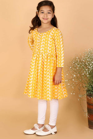 Boys Orange And White Kurta Pajama Set & Girls Chikankari Cotton Kurta And Leggings Set
