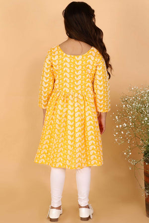 Boys Orange And White Kurta Pajama Set & Girls Chikankari Cotton Kurta And Leggings Set