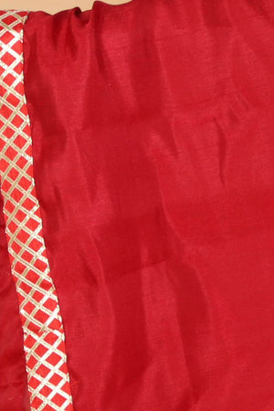 Boys Multicolor-Mustard And Cream Kurta Pajama Set & Girls Yellow And Maroon Anarkali And Dupatta Set