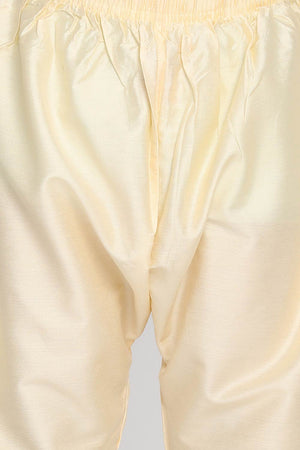 Boys Multicolor-Mustard And Cream Kurta Pajama Set & Girls Yellow And Maroon Anarkali And Dupatta Set