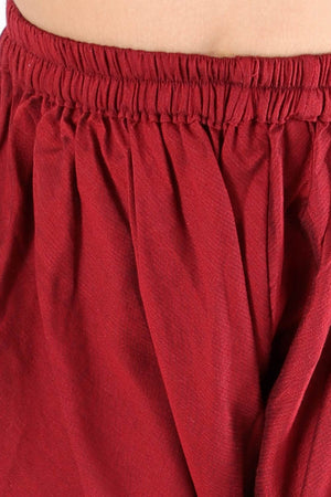 Boys Maroon Mirror Work Kurta And Pajama And Girls Mirror Work Georgette Kurta And Churidar Set