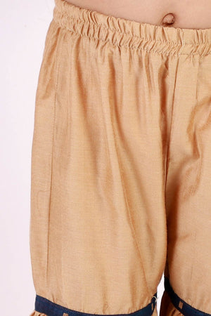 Boys Blue And Gold Silk Blend Kurta And Dhoti Set & Girls Jacquard Kurta With Sharara Set