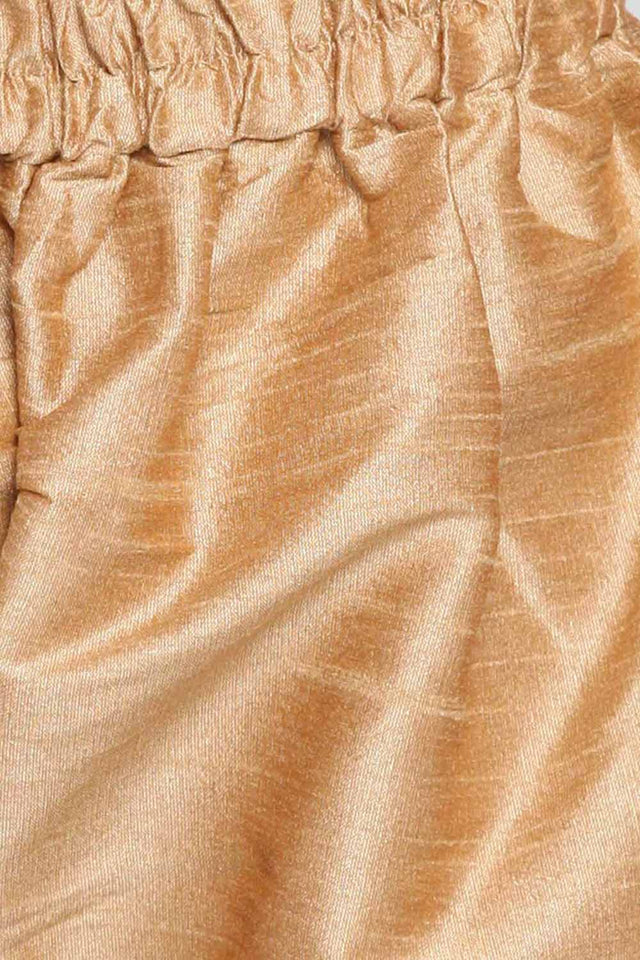 Boys Gold Silk Blend Kurta Pajama Set & Girls Jacquard Kurta With Sharara Set