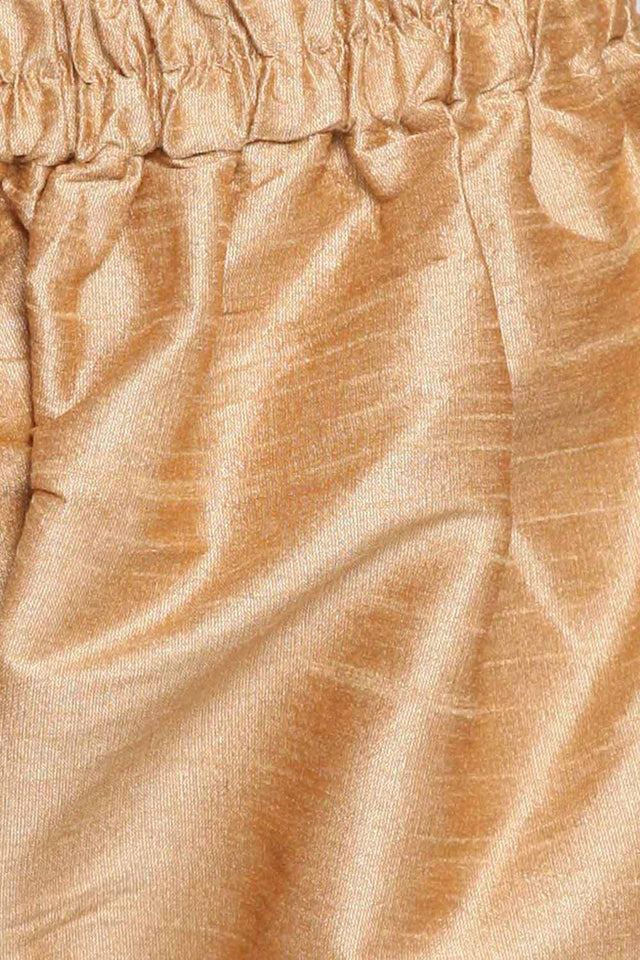 Boys Maroon And Rose Gold Silk Blend Kurta Pajama Set & Girls Jacquard Kurta With Sharara Set