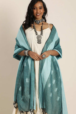 Blue Silk Blend Bhagalpuri Ikat Causal Dupatta