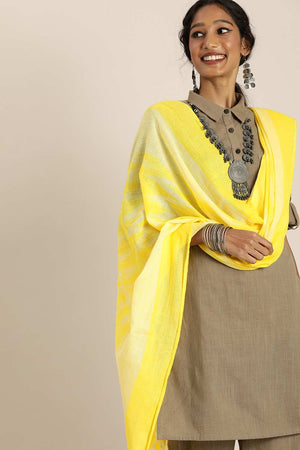 Yellow Silk Blend Bhagalpuri Ikat Causal Dupatta