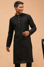 Buy Men's Black Viscose Solid Long Kurta Online
