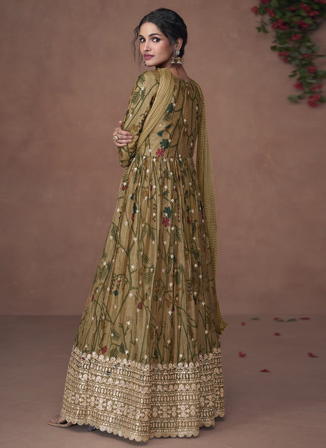 Mehendi Pure Organza Silk Print Nazneen Dupatta (Vega-5300)