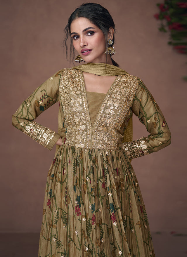 Mehendi Pure Organza Silk Print Nazneen Dupatta (Vega-5300)